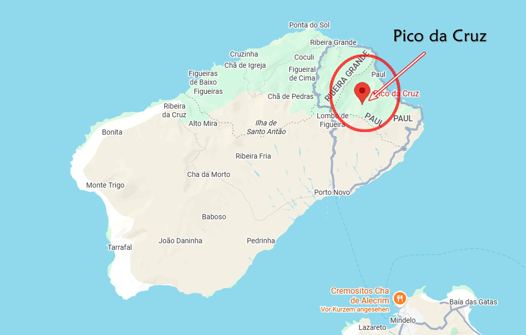 O Pico da Cruz situa-se na parte nordeste da ilha