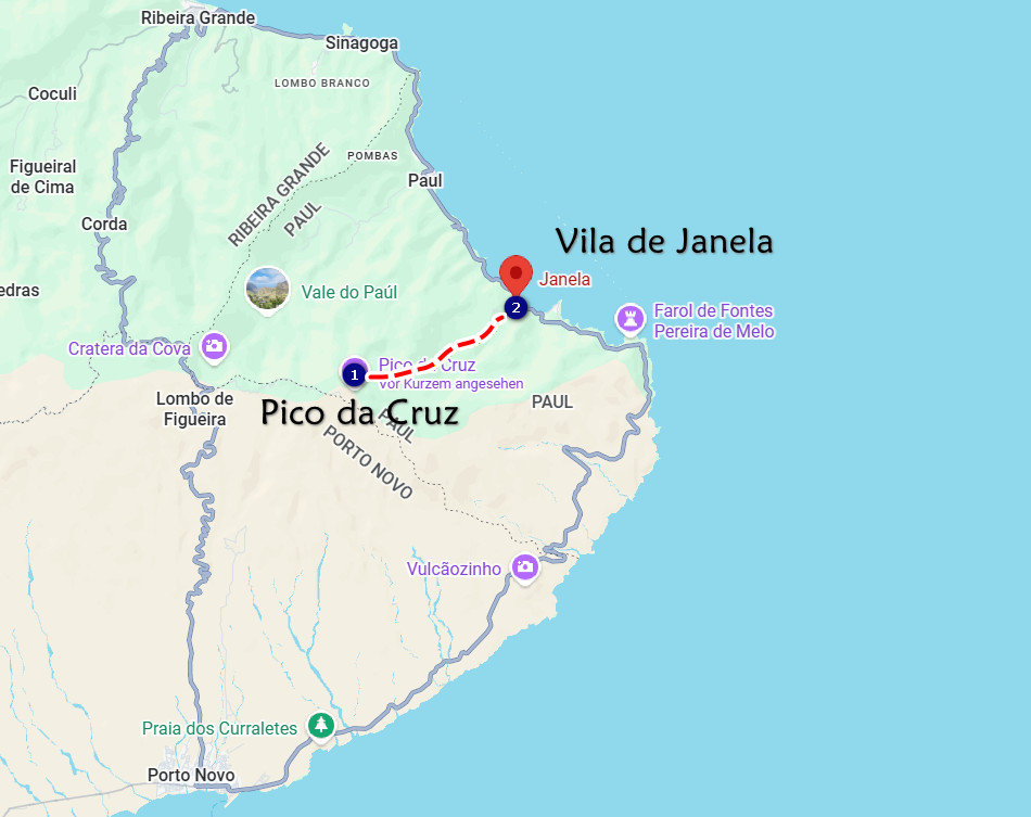 Pico da Cruz para Vila de janela