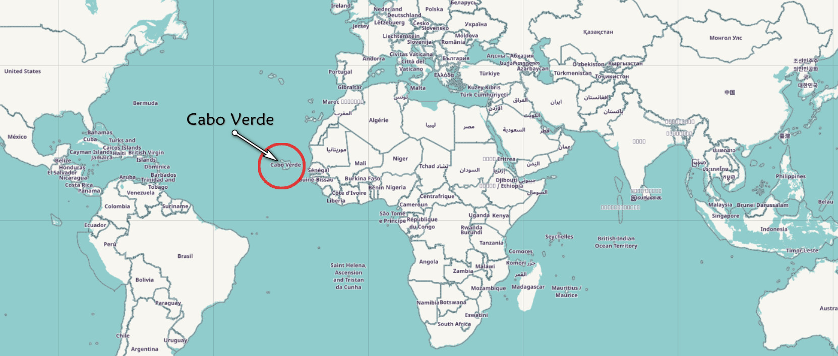 Location of Cabo Verde